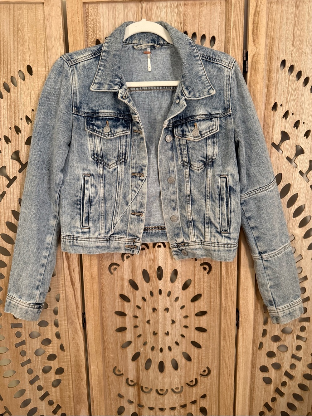 Free People Blue Rumors Denim Cotton Jacket